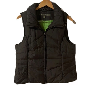 Kenneth Cole Reaction Puffer Vest XL 100% nylon brown with green interior lining